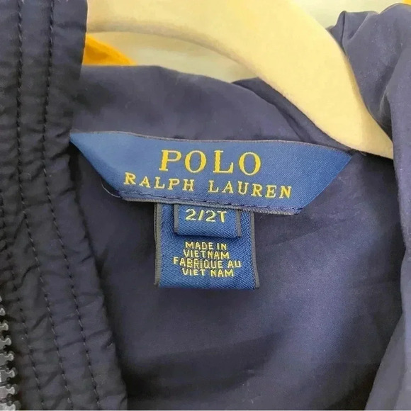 Polo by Ralph Lauren yellow navy down puffer hooded jacket - Picture 5 of 7